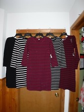3/4 Sleeve Pull On Stretch Dresses size MD,SM,Old Navy Burgundy & Black Striped