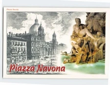 Postcard Navona Square Rome Italy