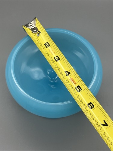 DE COLECCIÓN Azul Turquesa Raro Fenton (Firmado) Borde Enrollado PEDESTAL CANDY BOWL - Imagen 11 de 11