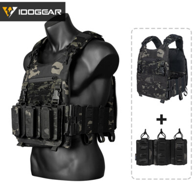 Gilet Tactique IDOGEAR VT6301 - Armure Molle Avec Coudières - Noir/vert/gr