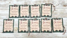 9-Christmas-Primitive-Farmhouse-Holiday-Religious-Linen Cardstock-Gift-Hang-Tags