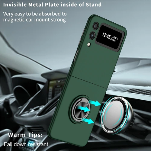 For-Samsung Galaxy Z Flip 4 3 5G Slim Matte Hard Case with Ring+Screen Protector - Picture 69 of 94