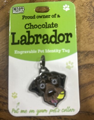 Wags Whiskers Chocolate Labrador Engrave-able Pet Tags/Key Ring