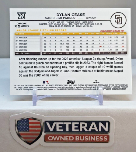 2024 Topps Cromo - Refractor #224 DYLAN CESE SAN DIEGO PADRES - Imagen 2 de 2