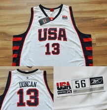 Tim Duncan #13 USA 2004 Reebok Jersey Olympics Authentic Sewn Spurs Men 56 3XL