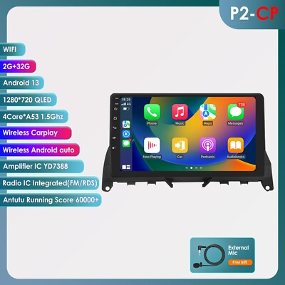 9'' Touch Screen Android 13 Car Stereo Radio For Mercedes C Class W204 2007-2010