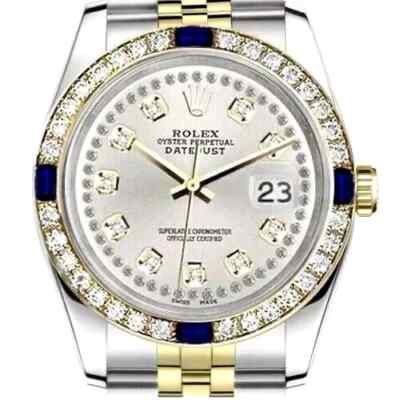 Rolex Datejust 31 mm Silver String Diamond Dial with Sapphire & Diamond Bezel