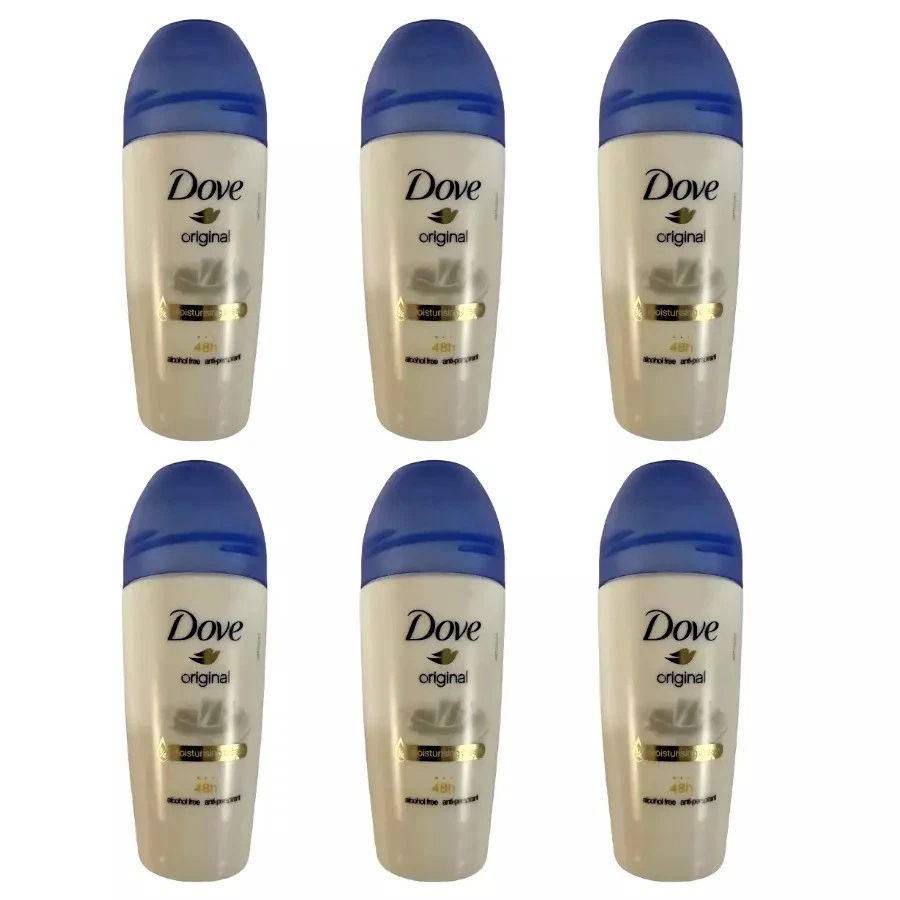 6 x 50ml Dove Original Roll On 48Hrs Anti-Perspirant Deodorant Alcohol Free