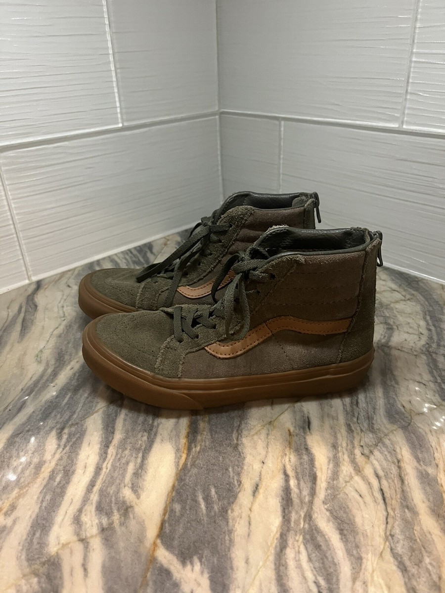 Vans Sk8-Hi Green Suede High Top Sneakers Zipper Back Shoes