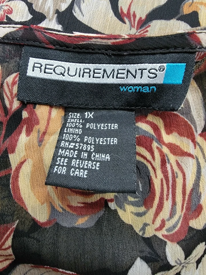 Requirements Womens Shirt Top Blouse Size 1X Multicolor Floral - Image 2 of 4
