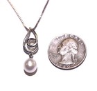 925 sterling silver pearl pearl swirl dangle teardrop pendant necklace box chain — photo 6