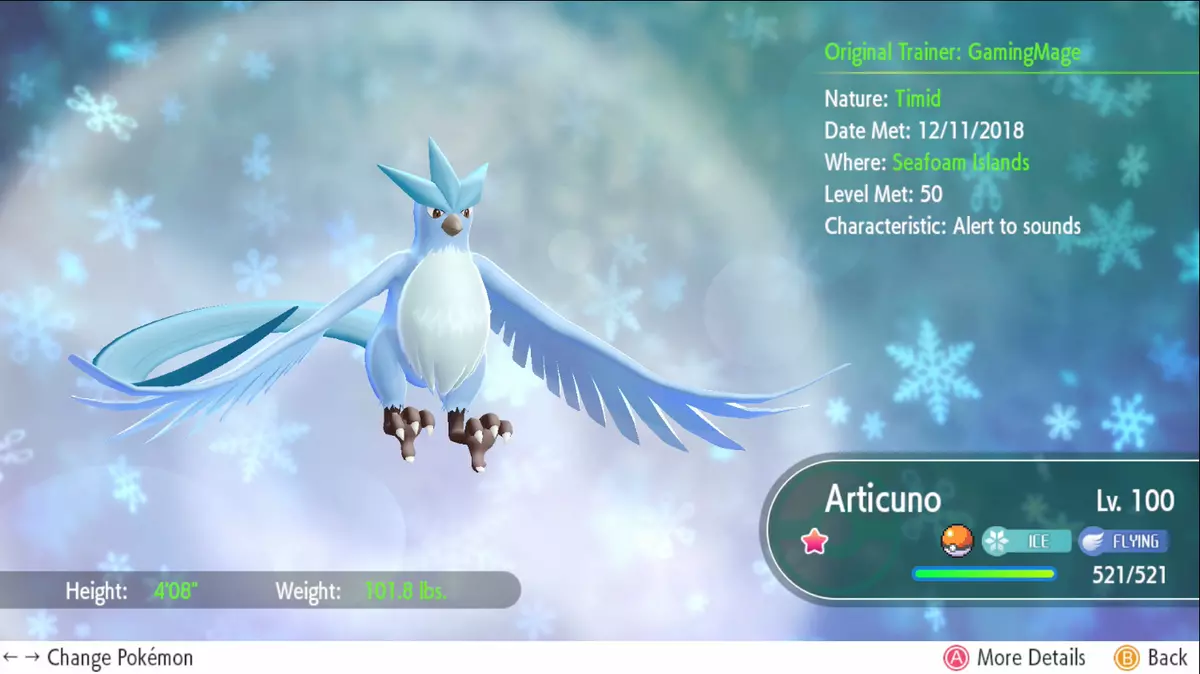 Pokemon Let's GO Shiny Articuno, Moltres, Zapdos & Shiny Mewtwo [ 6 IV ]