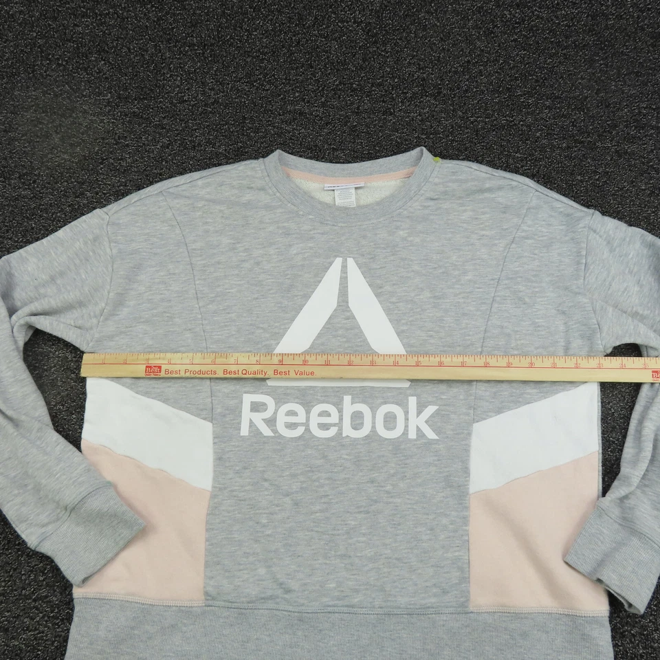 Camisa Reebok Mujer Grande Gris y Blanco Manga Larga Correr Entrenamiento Gimnasio Damas Foto 2 de 4