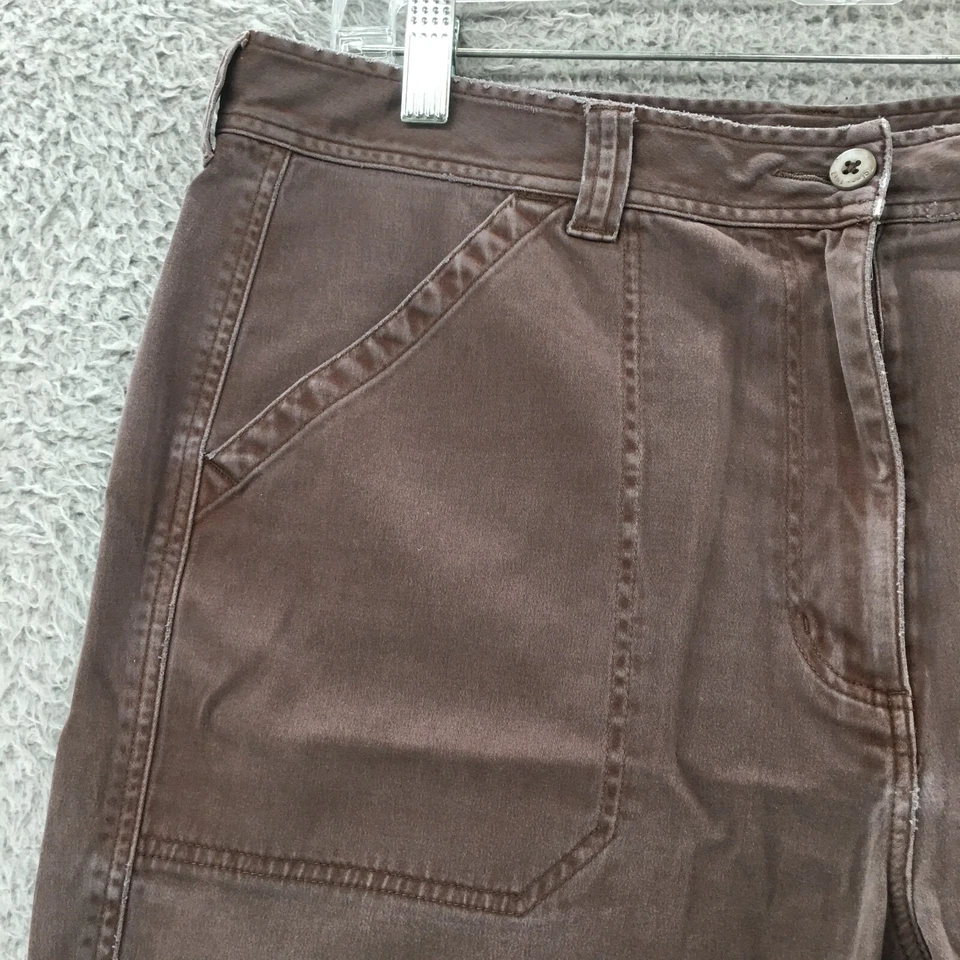 LL Bean Wide-Leg Pants Womens 16 Reg (actual 35x29) Brown Cotton Blend High Rise - Image 4 of 4