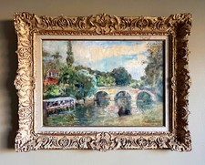 Albert LEBOURG (1849 - 1928) Les Lavandieres French impressionist oil on canvas