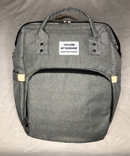 You Are My Sunshine Multifunctional Baby Travel/Diaper Backpack Bag - Grey - New