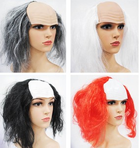 Halloween Hair Wig On Bald Cap Creepy Look Fancy Dress Costume