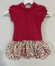 Tea Collection Girl’s Short Sleeve Hooded Drop Waist Dress Bubble Skirt Size 4
