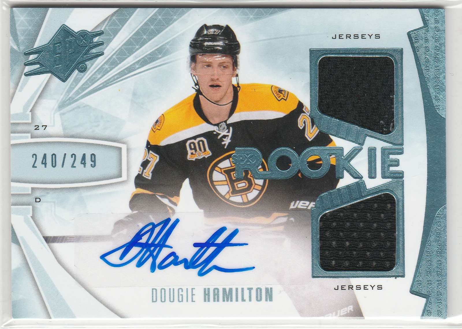 2013-14 SPx #205 Dougie Hamilton Jersey Autograph 240/249 RC Rookie