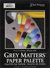 Grey Matters Paper Palette (50 Sheets), 9" X 12" Paper for Paint Mixing