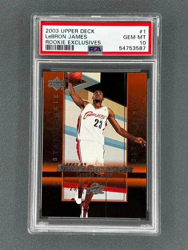 2003-04 UPPER DECK LeBRON JAMES ROOKIE EXCLUSIVES RC CARD #1 PSA 10 GEM MINT