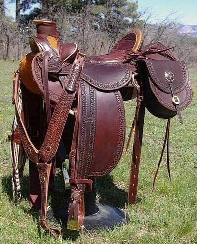 Premium Leather Wade Western Roping Ranch Horse Saddle Tack Set 14" to 18" (Y&Z)