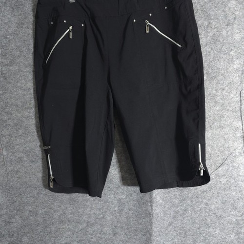 Jamie Sadock Shorts Womens Sz 18 Black Bermuda Golf Solid Nylon Pockets Zipper - Picture 2 of 16