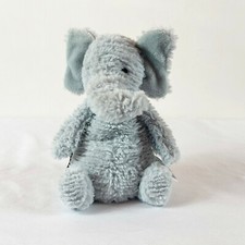 A69 FAO Schwarz Blue Elephant Bean Bottom Plush 11" Lovey Stuffed Toy