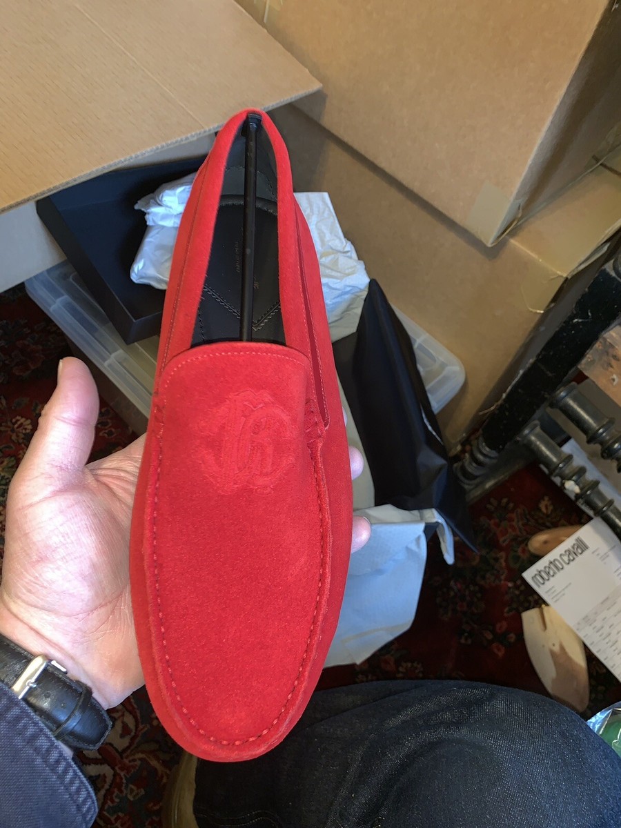 Roberto Cavalli Mens Suede Driving Loafer Red $490.00 New  display picture 2