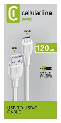 Cellular Line Power Cable Männlich Gerade USB A auf USB C 1,2 m  Weiß