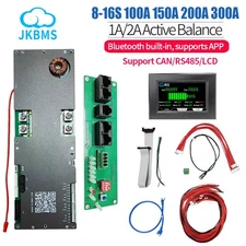 JK Inverter BMS 8-16S Smart BMS 100-300A Li-ion LiFePo4 1A 2A Active Balance Lot