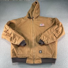 Berne Jacket Mens XL Brown Canvas Hooded Insulated Workwear Bomber Cornwell