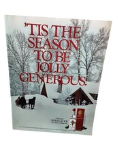 Vintage 1985 Beefeater Gin Christmas Holiday Snow Scene Print Ad