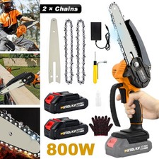 6inch Electric Mini Chainsaw Cordless Saw w/ 2 Battery Handheld for Cutting