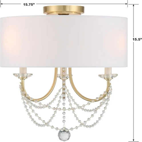Delilah 3-Light Semi Flush Mount in Aged Brass by - Picture 5 of 6