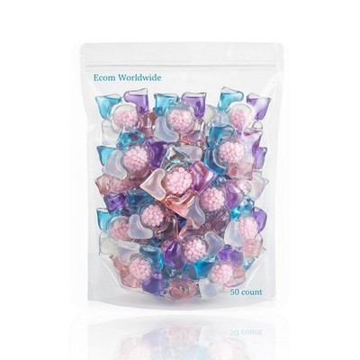 50 Count 5-in1 Laundry Detergent Pods Heart Shape Stain Remover Scent Booster HE