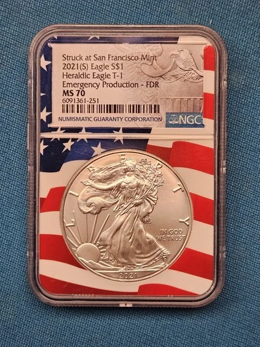 2021(S) Silver Heraldic Eagle T-1 $1 - NGC MS 70, Emergency Production - ER