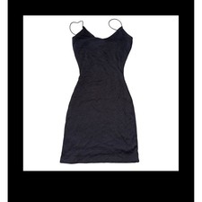 Windsor Black Ribbed Knit Bodycon Mini Dress Spaghetti Strap Small LBD