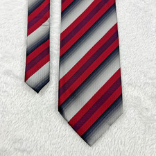 Roberto Villini Red Silver Stripe Men  s Necktie 3.75x57.5  Silk Made In Korea
