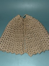 Vintage handmade crochet doily type infant poncho coverall beige color