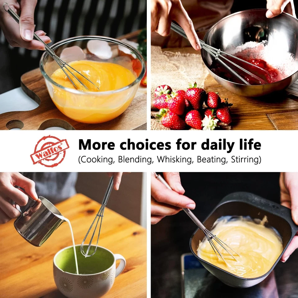 Mini batedor de aço inoxidável, pequeno batedor 2 peças, 5 polegadas e 7 polegadas pequeno batedor para Whisk - Imagem 4 de 4