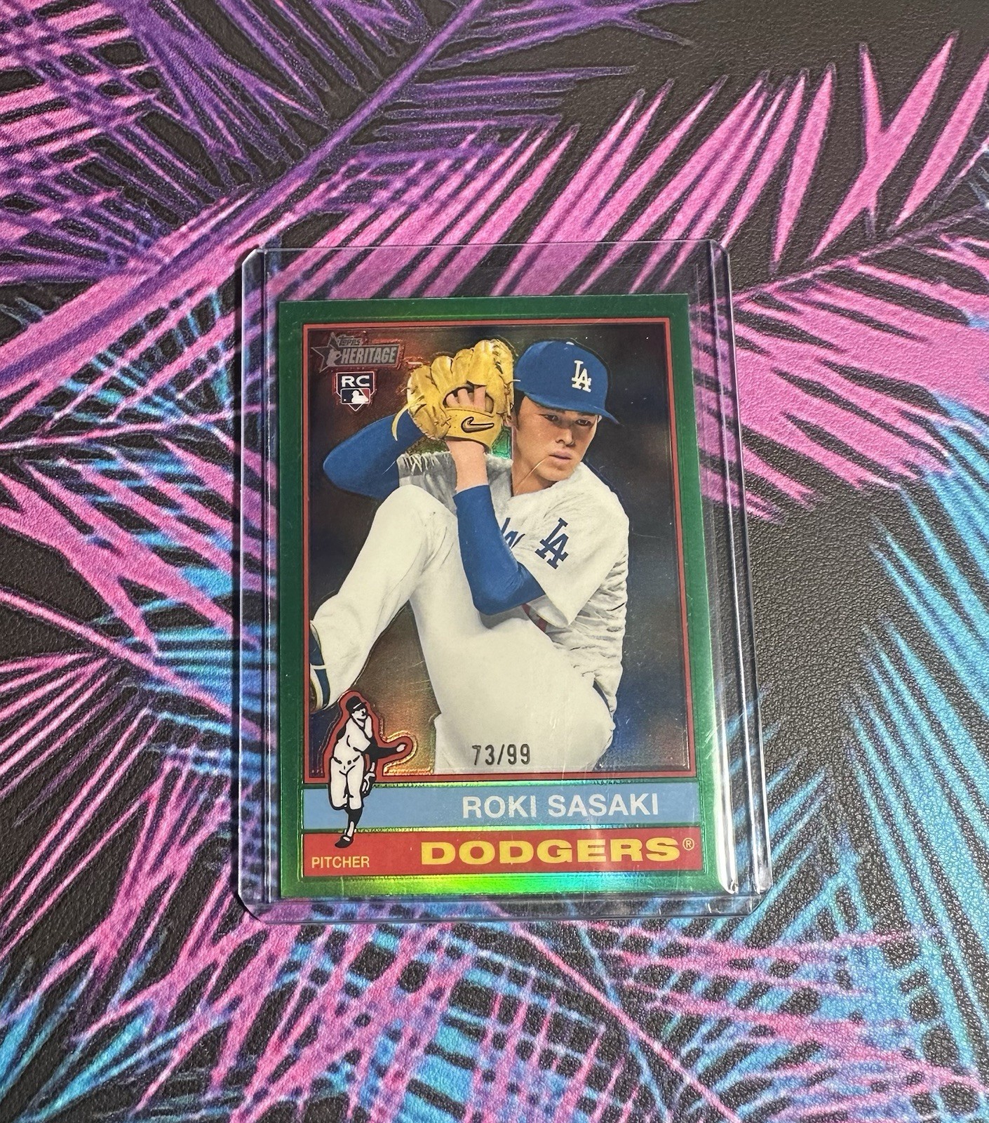 2025 Topps Heritage - Roki Sasaki #224 Chrome Green Border /99 (RC)