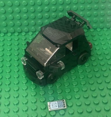 Lego City Mini Figure black Smart Car,Odometer,License Plate,spoiler,cellphone