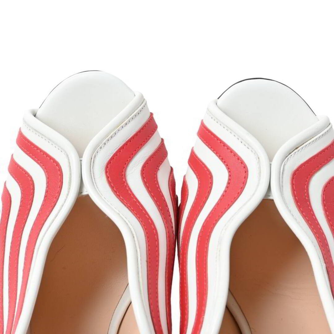 FENDI Striped Leather Open Toe PUMPS Used CYHE-0 thumbnail 7