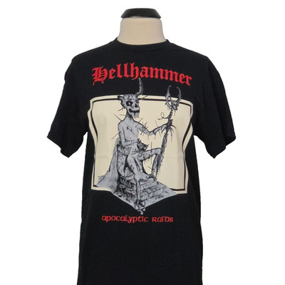 HELLHAMMER Apocalyptic Raids L LARGE T-Shirt Black Mens Band Logo