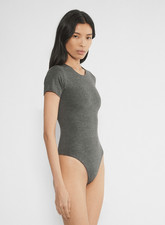 Aritzia Contour Crew Neck Bodysuit gray Short Sleeve large NEW