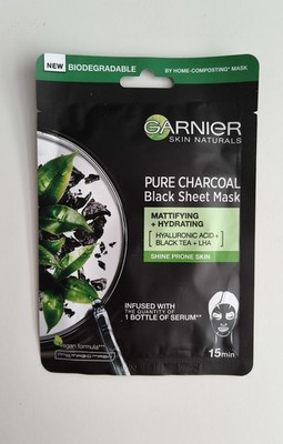 Garnier Pure Charcoal Black Sheet Mask 5x Tuchmaske Aktivkohle Poren Reinigung