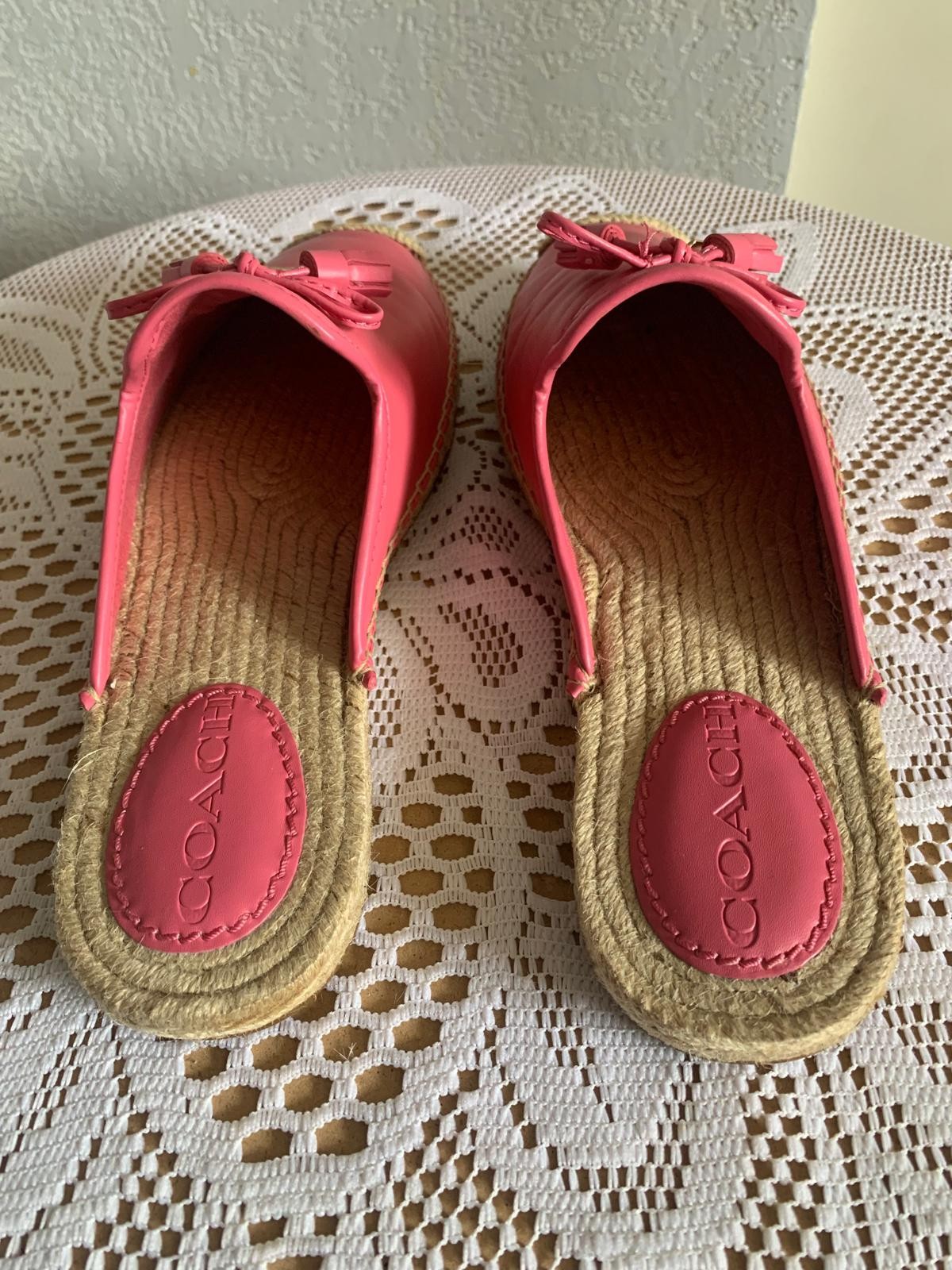 PANTOFOLA D’ORO Espadrillas Coach Cassidy rosa nuove con scatola taglia 8B scivoli nappa piatta mulo