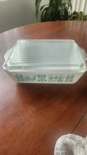 Vtg PYREX 0503 Amish Butterprint Turquiose 1.5 Qt Casserole Dish W Lid