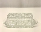 Vintage Anchor Hocking Prescut Clear Glass Butter Dish Star of David EAPC...